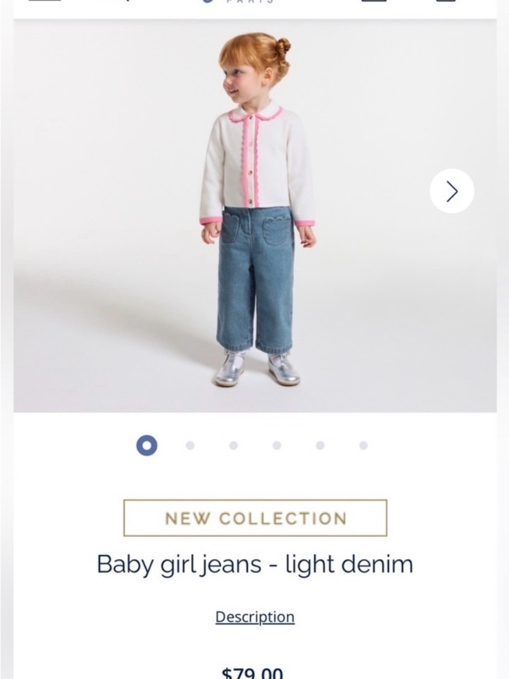 Jacadi Baby Girl Light Denim Jeans with Tulip Pockets